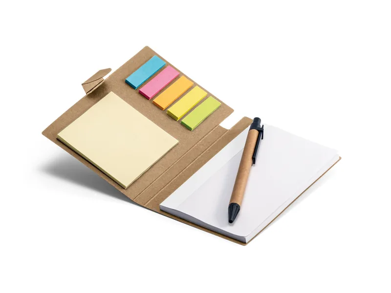 Bloc de notas con seis juegos de adhesivas y bolígrafo incluido personalizado - UnimarcaPY