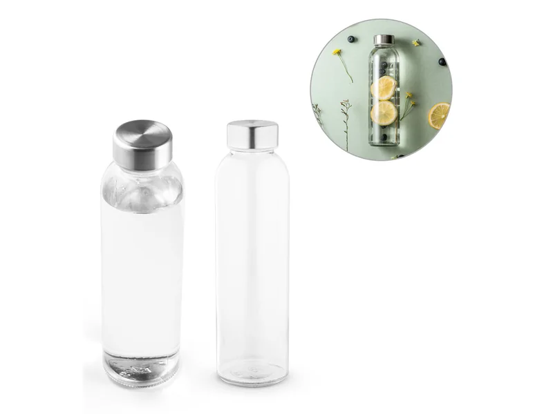 Botella de vidrio de 500 ml con tapón de acero inoxidable personalizada - UnimarcaPY