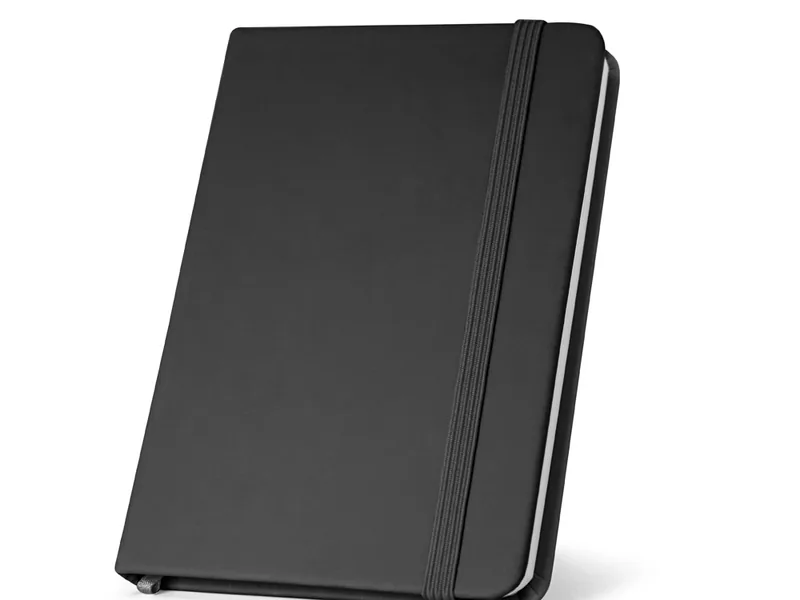 Cuaderno A5 de tapa dura en PU con marcapáginas y goma elástica personalizado - UnimarcaPY