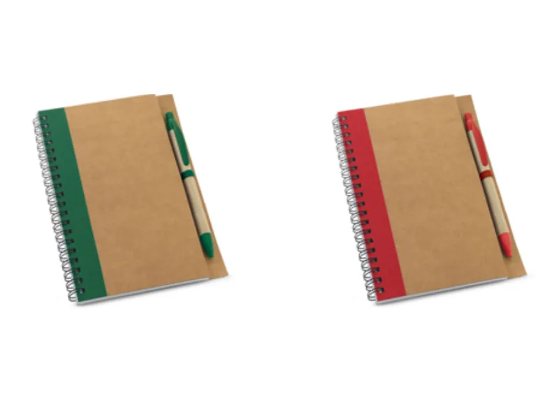 Cuaderno B6 de papel 100% reciclado con espiral y bolígrafo a juego personalizado - UnimarcaPY