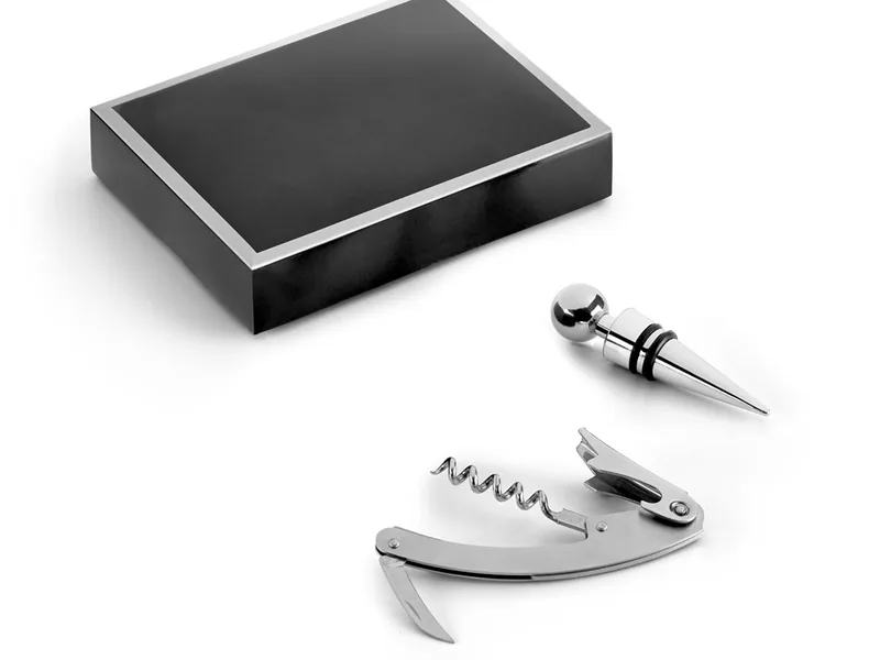 Set de vino de zinc y acero inoxidable con sacacorchos de sommelier personalizado - UnimarcaPY